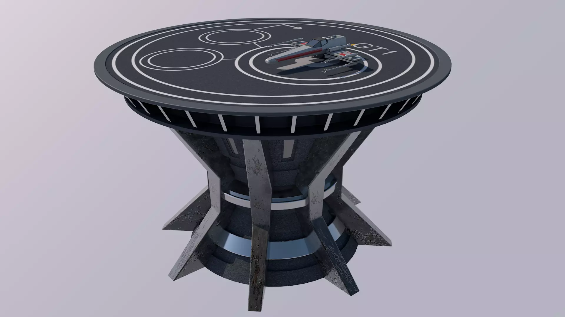 Sci Fi Landing Pad Platform 3D model_0