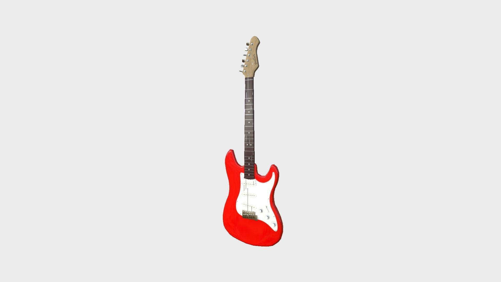 Electric Guitar 01 Red White - Music Instrument Design Low-poly 3D model_3