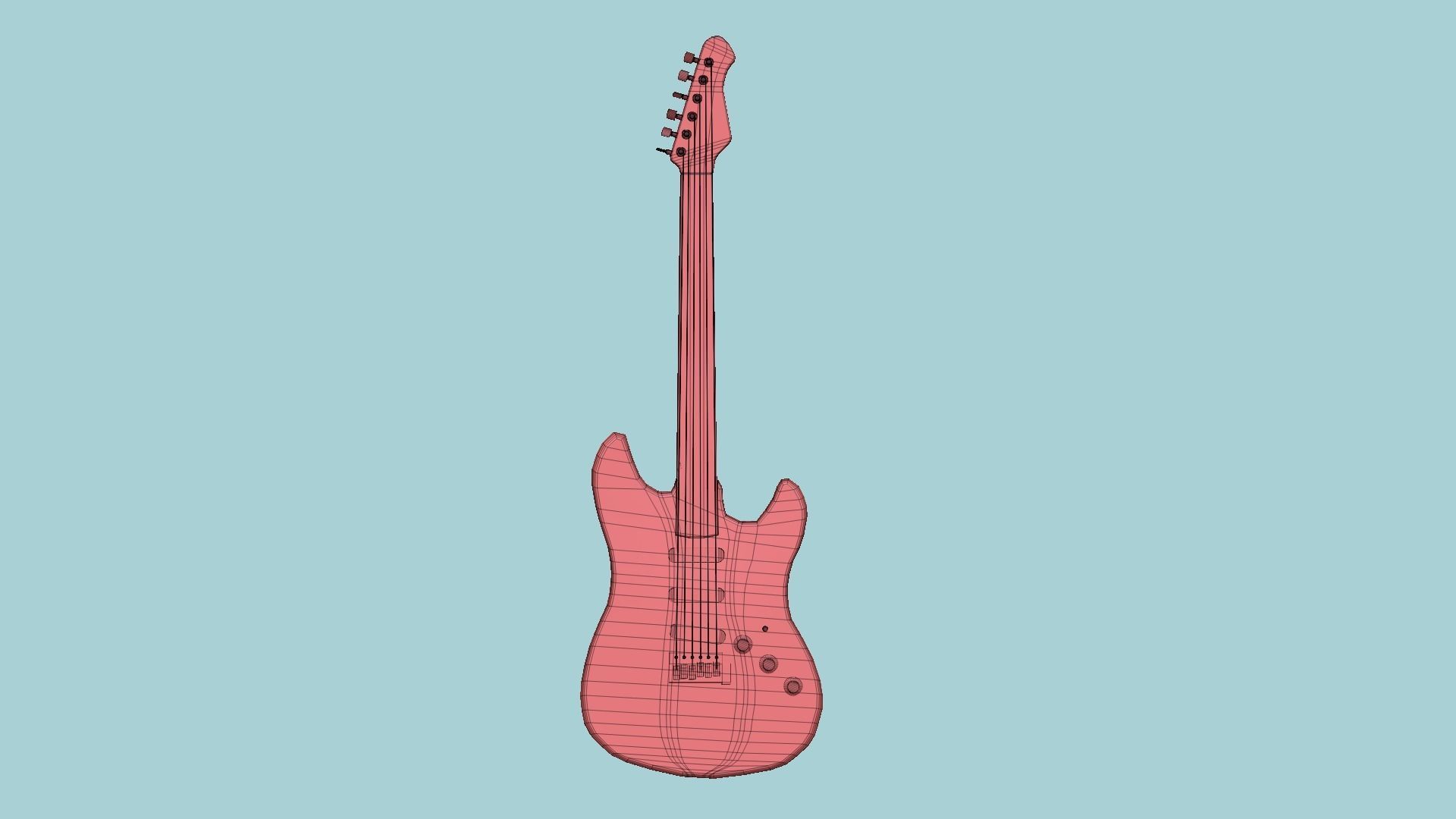 Electric Guitar 01 Red White - Music Instrument Design Low-poly 3D model_11