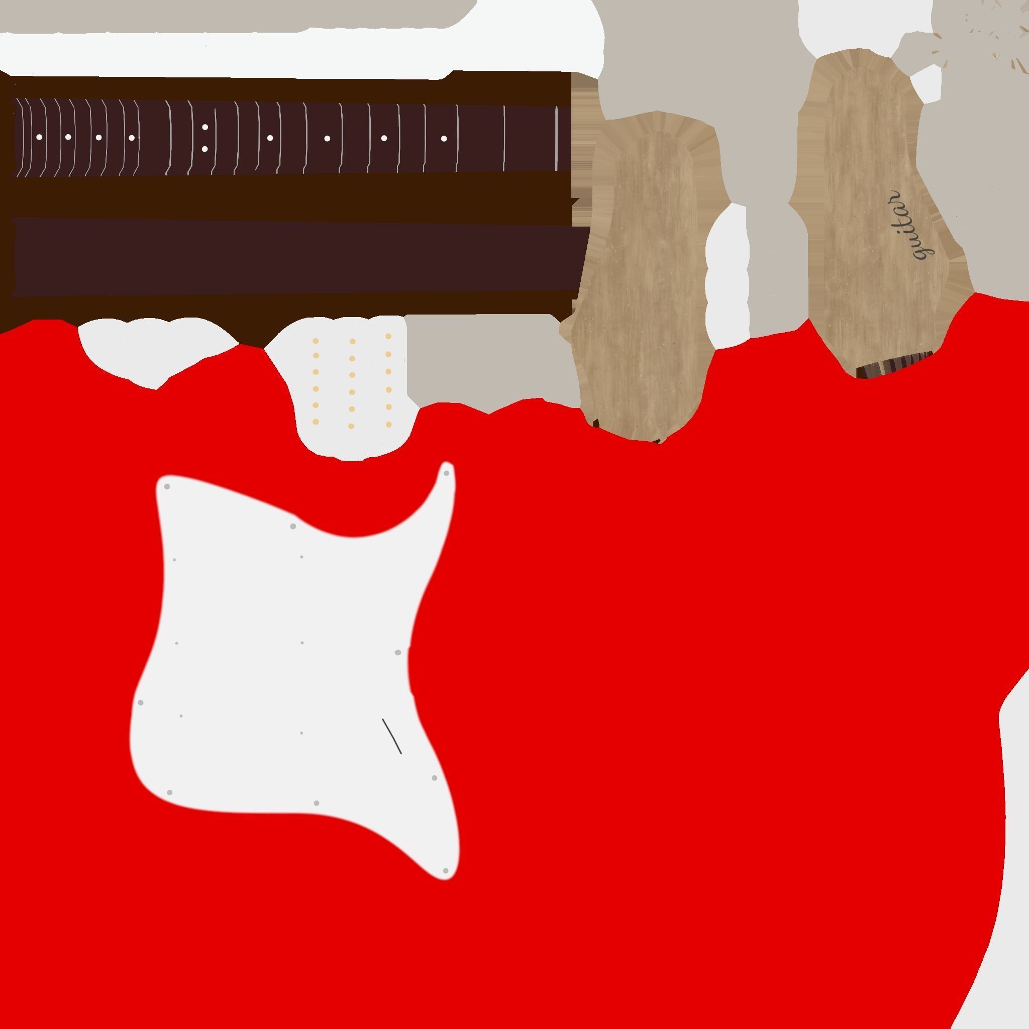 Electric Guitar 01 Red White - Music Instrument Design Low-poly 3D model_14