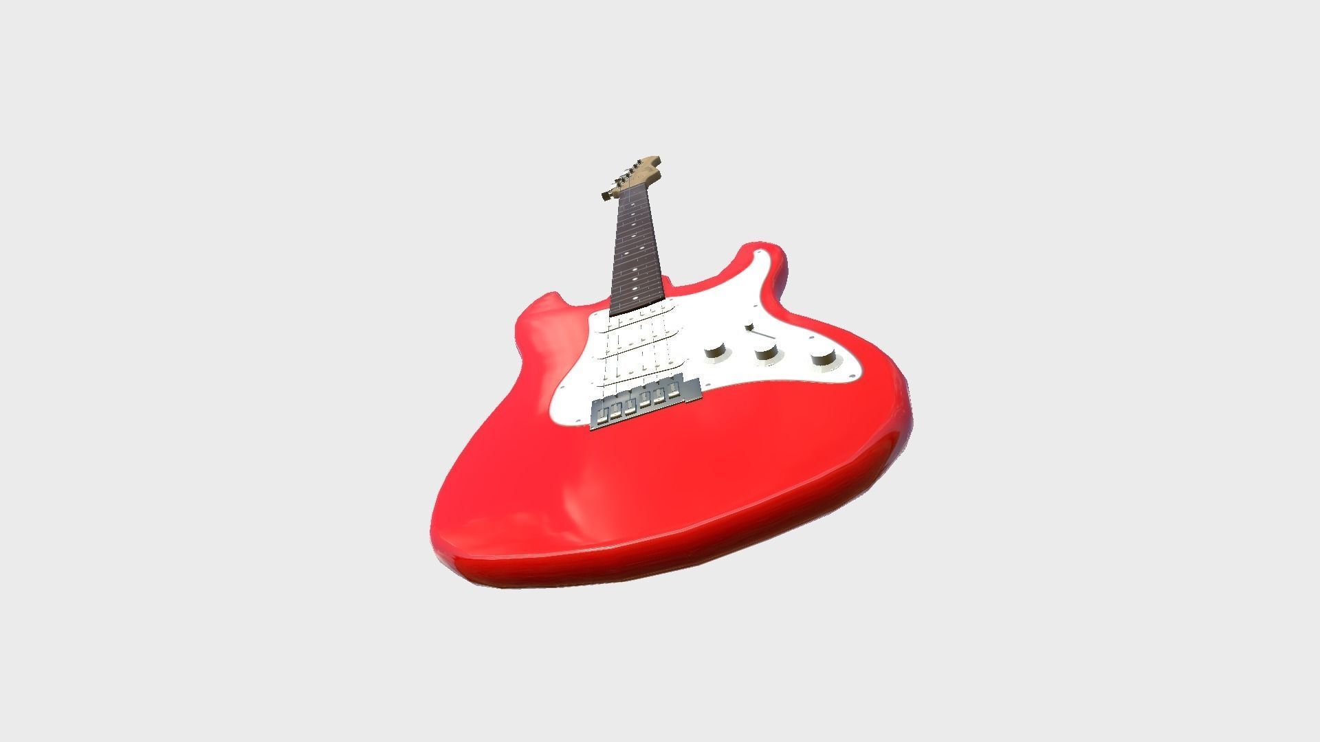 Electric Guitar 01 Red White - Music Instrument Design Low-poly 3D model_1