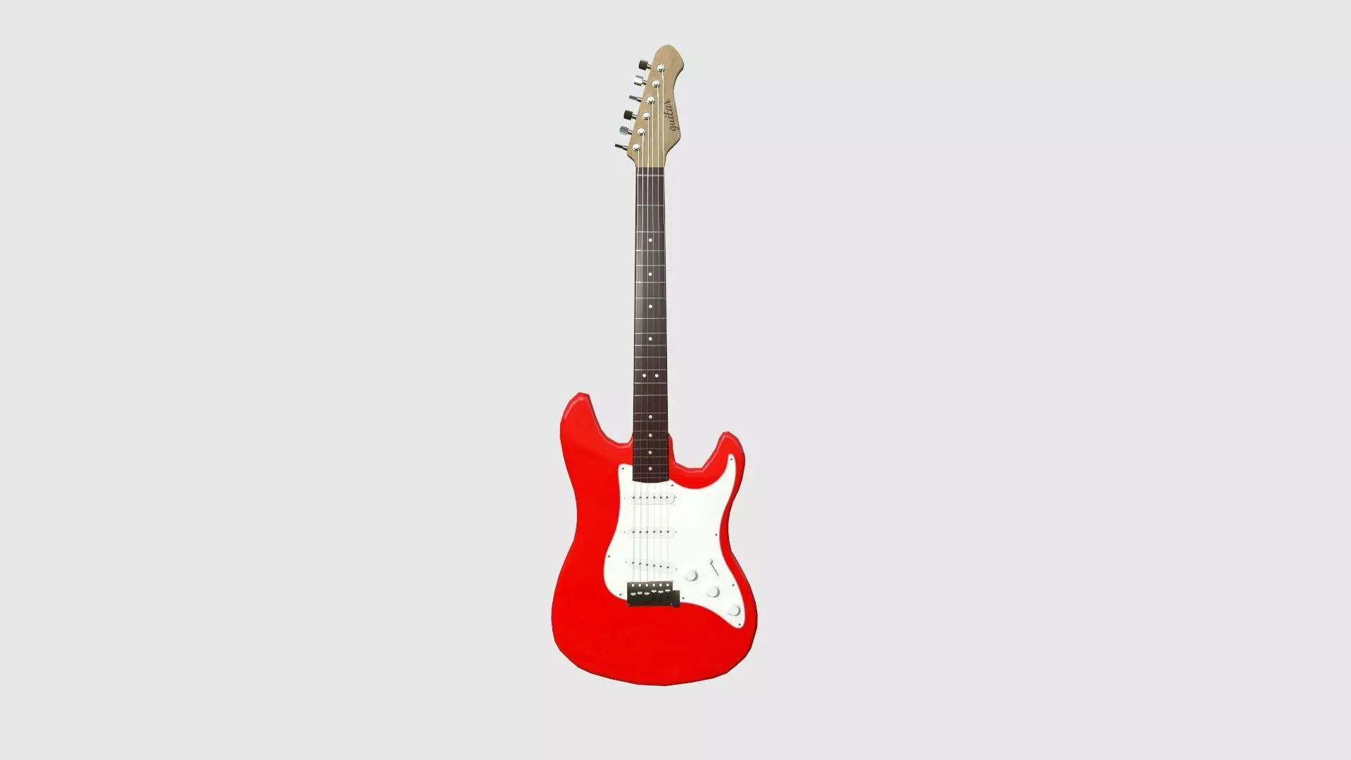 Electric Guitar 01 Red White - Music Instrument Design Low-poly 3D model_0