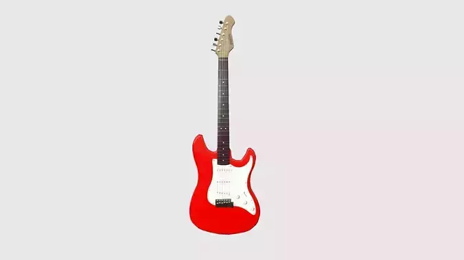 Electric Guitar 01 Red White - Music Instrument Design Low-poly 3D model