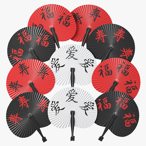 Chinese fans 3D model