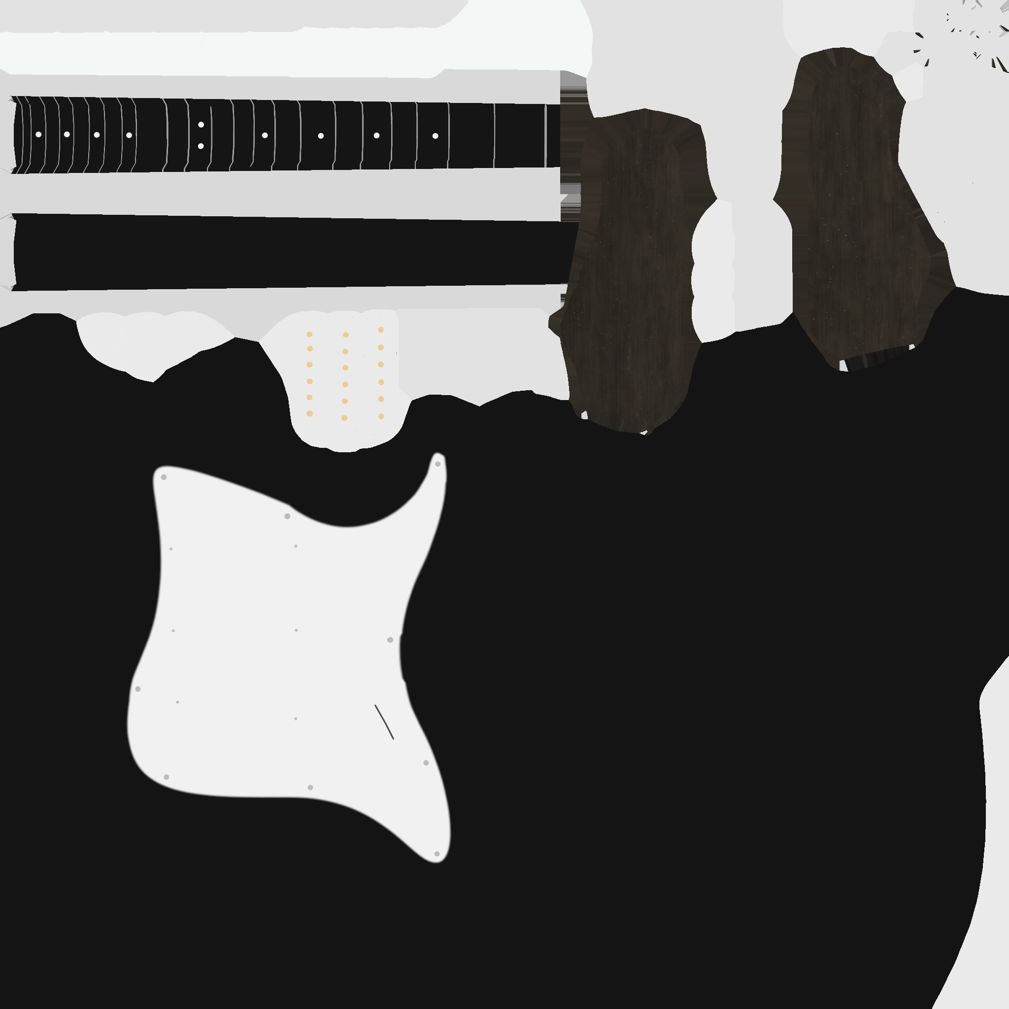 Electric Guitar 02 Black White - Music Instrument Design Low-poly 3D model_14