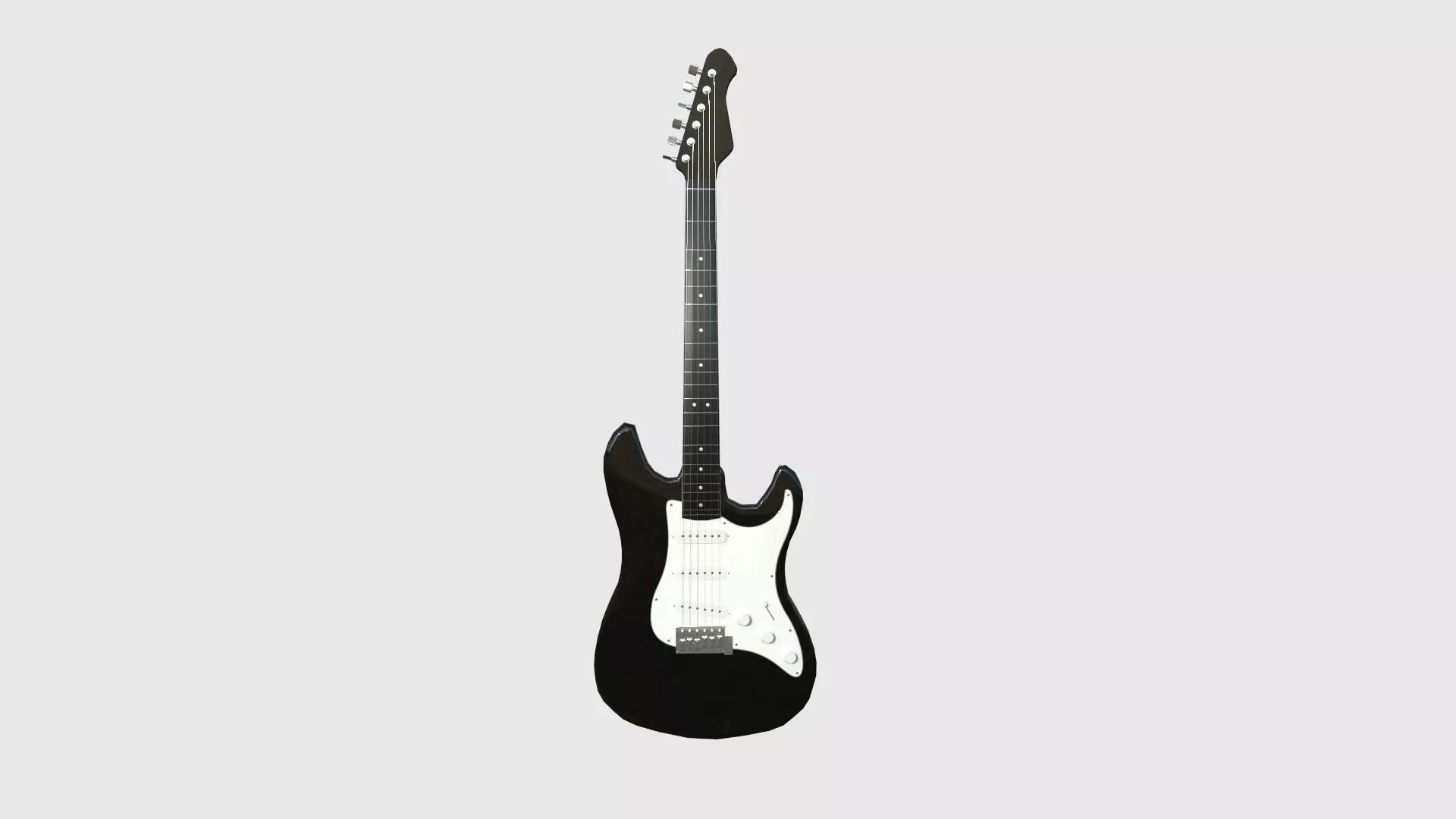 Electric Guitar 02 Black White - Music Instrument Design Low-poly 3D model_0
