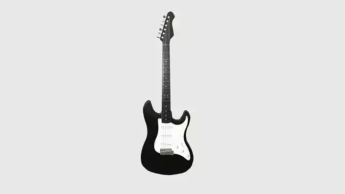 Electric Guitar 02 Black White - Music Instrument Design Low-poly 3D model