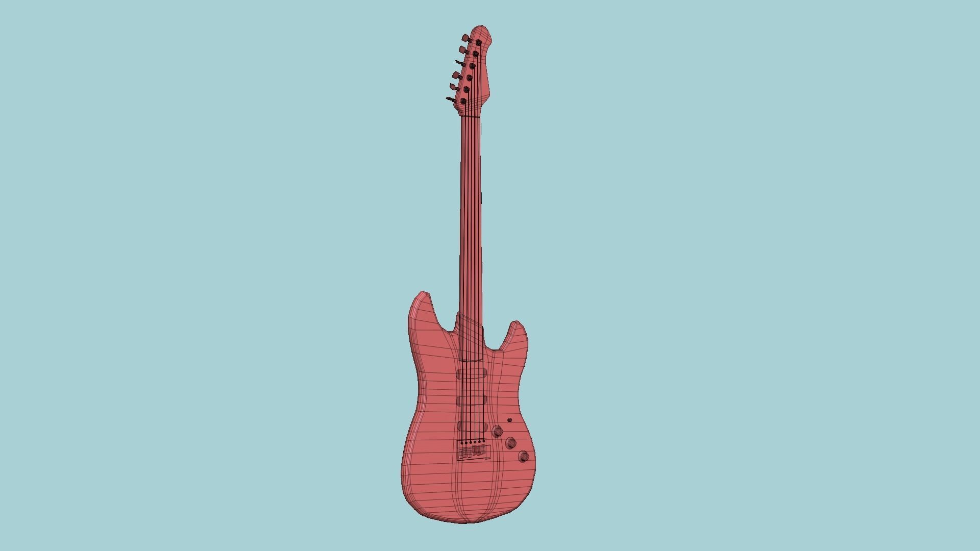Electric Guitar 03 Sky Blue - Music Instrument Design Low-poly 3D model_12