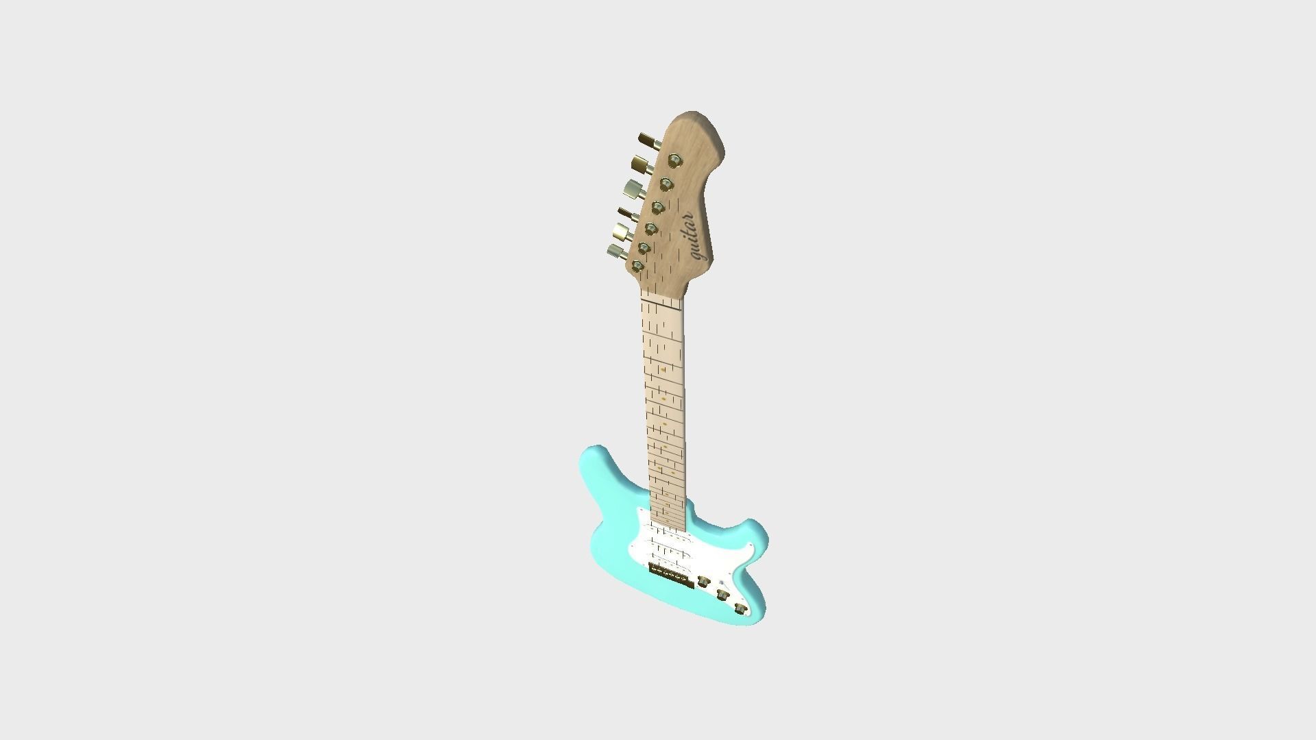 Electric Guitar 03 Sky Blue - Music Instrument Design Low-poly 3D model_2