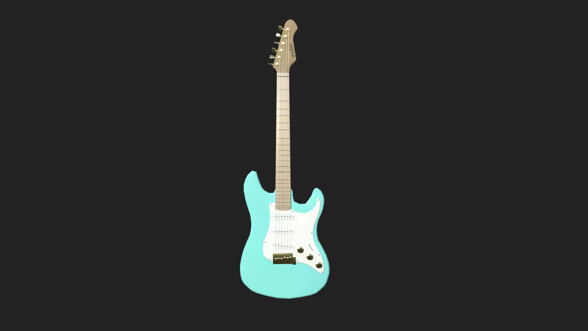 Electric Guitar 03 Sky Blue - Music Instrument Design Low-poly 3D model_0