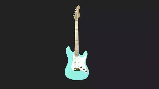 Electric Guitar 03 Sky Blue - Music Instrument Design Low-poly 3D model