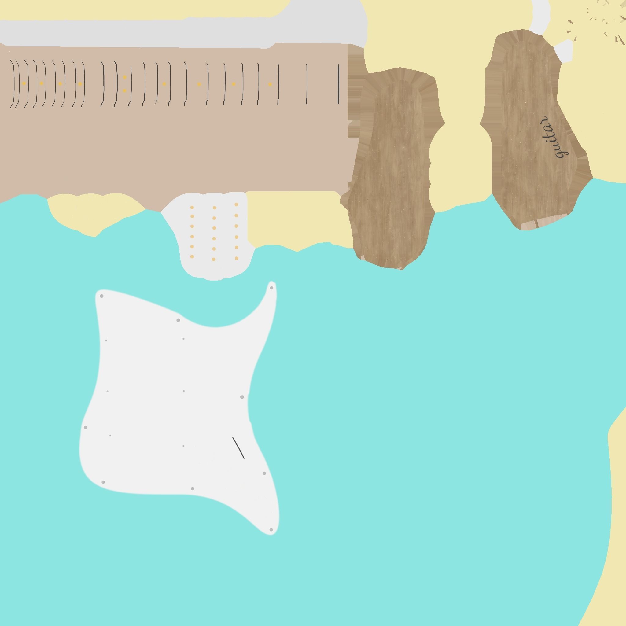 Electric Guitar 03 Sky Blue - Music Instrument Design Low-poly 3D model_14