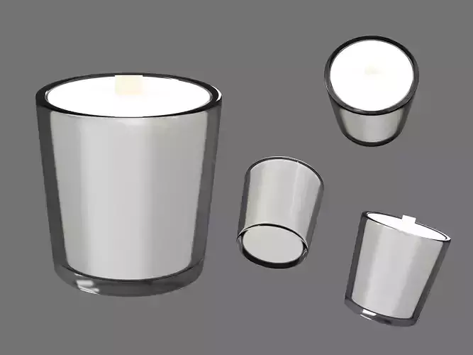 3D Candle Wooden Wick Model