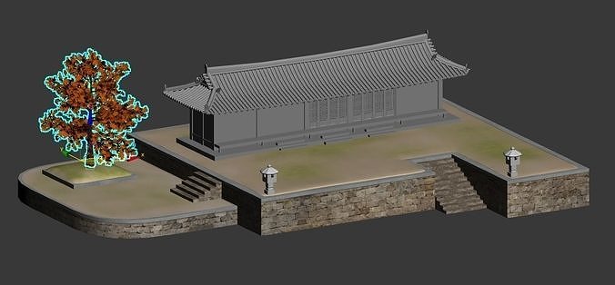 Hanok BaseLand Low-poly 3D model