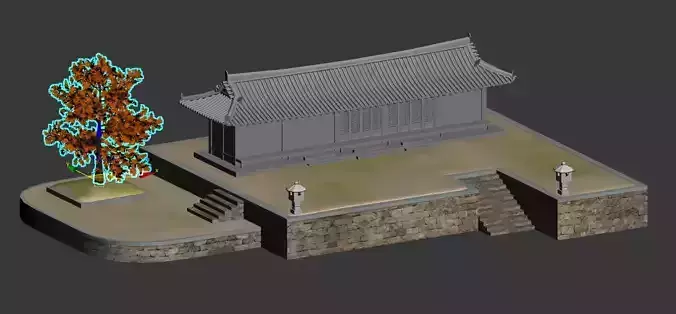 Hanok BaseLand Low-poly 3D model