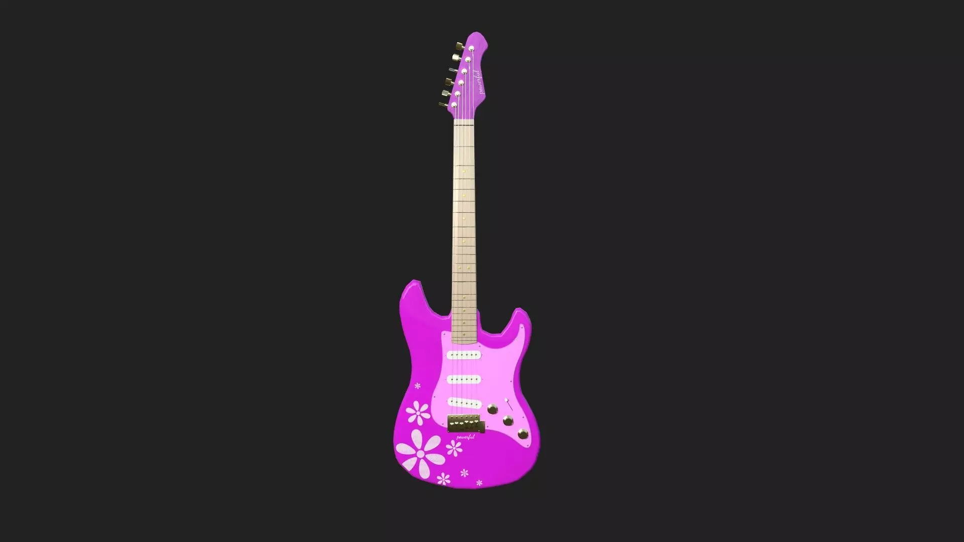 Electric Guitar 04 Pink - Music Instrument Design Low-poly 3D model_0