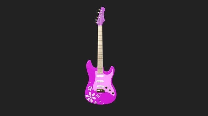 Electric Guitar 04 Pink - Music Instrument Design Low-poly 3D model