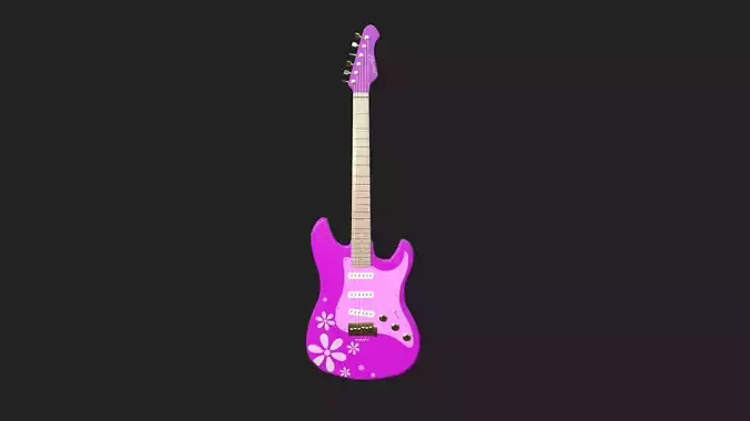 Electric Guitar 04 Pink - Music Instrument Design Low-poly 3D model