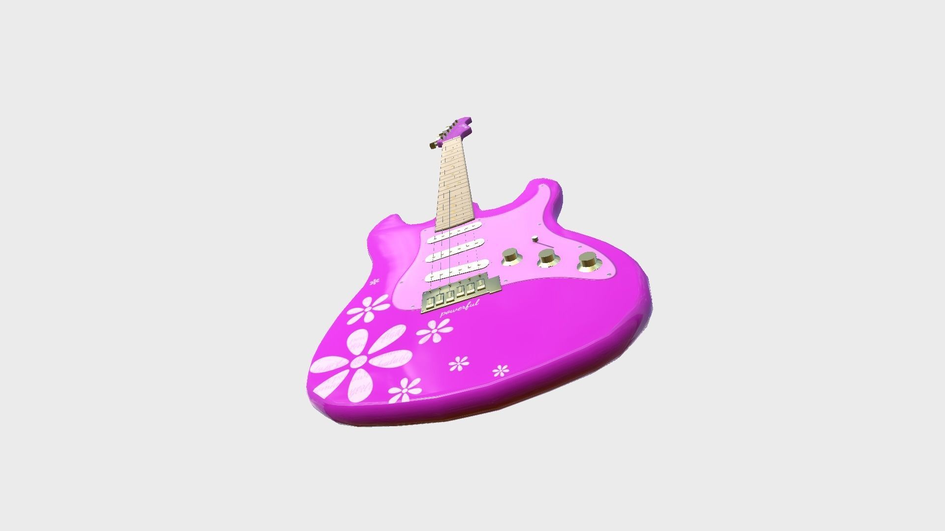 Electric Guitar 04 Pink - Music Instrument Design Low-poly 3D model_1