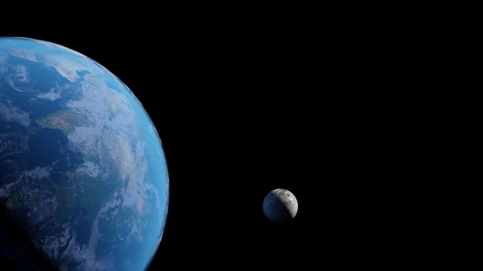 Earth and moon from space Free 3D model_1