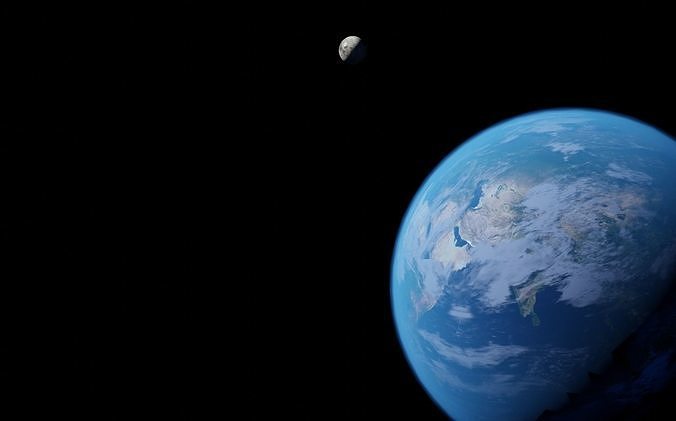 Earth and moon from space Free 3D model