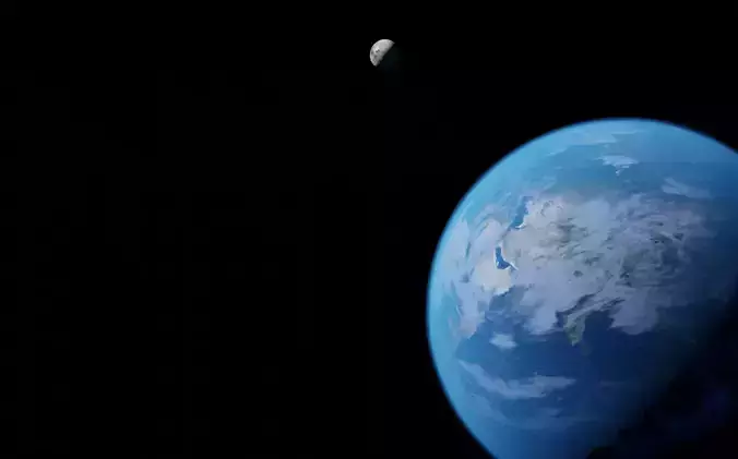 Earth and moon from space