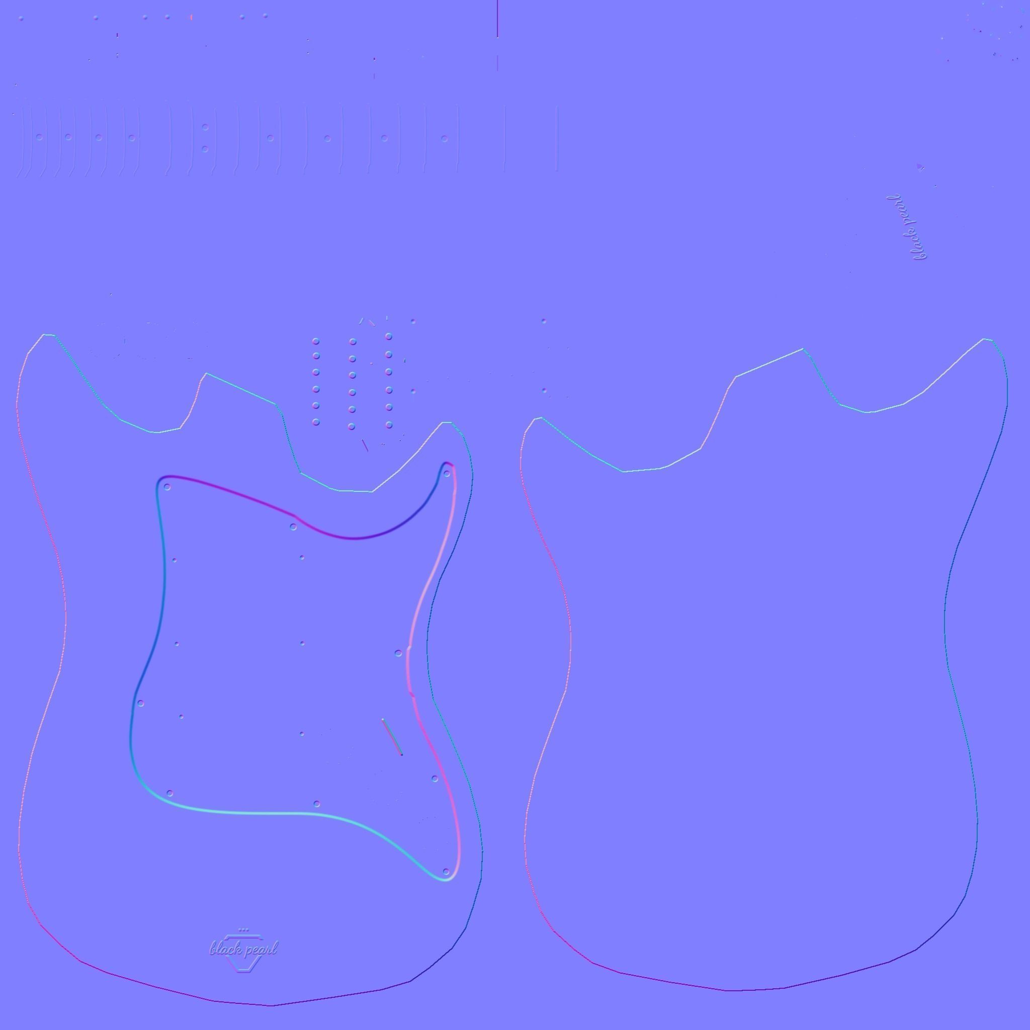 Electric Guitar 06 White Black - Music Instrument Design Low-poly 3D model_19