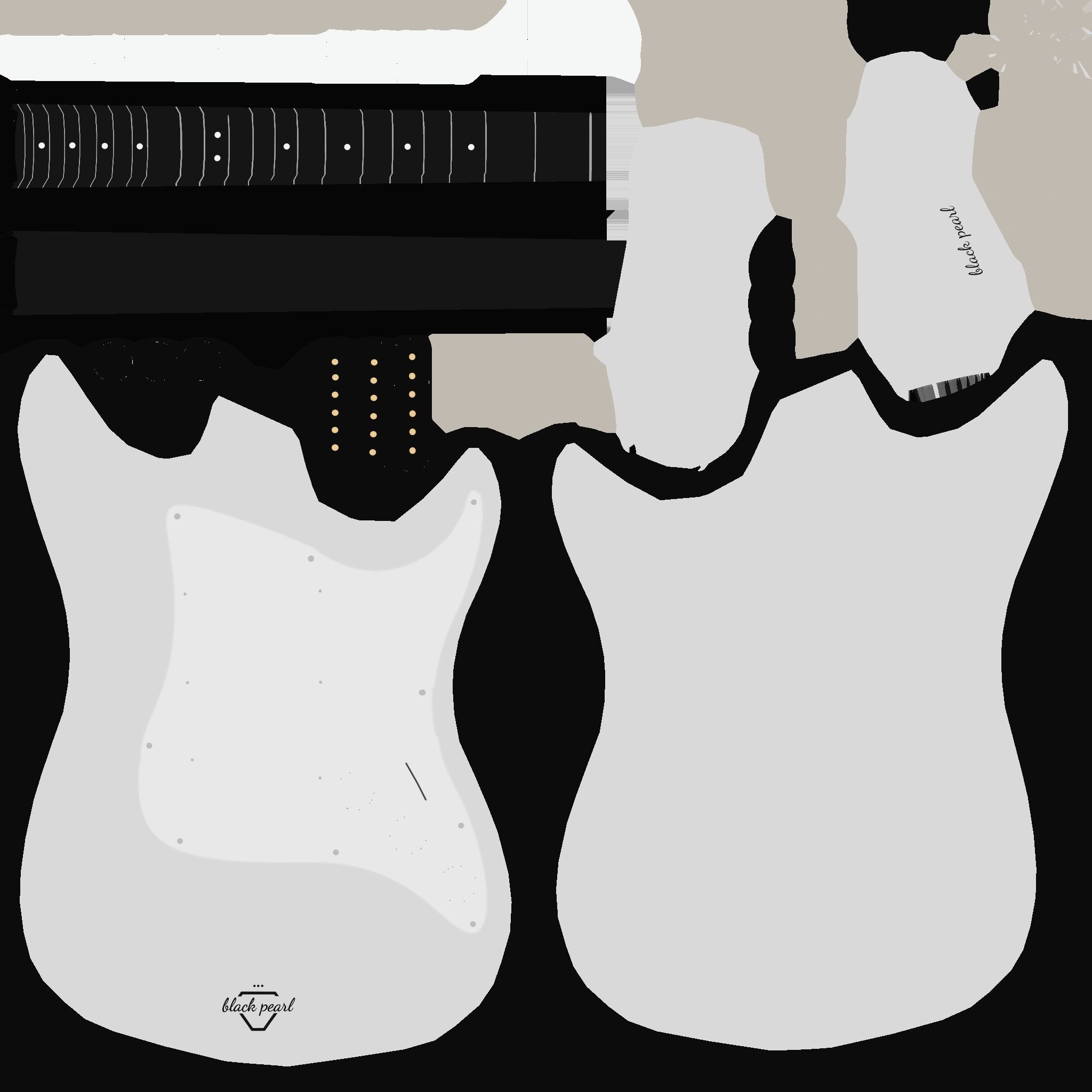 Electric Guitar 06 White Black - Music Instrument Design Low-poly 3D model_16