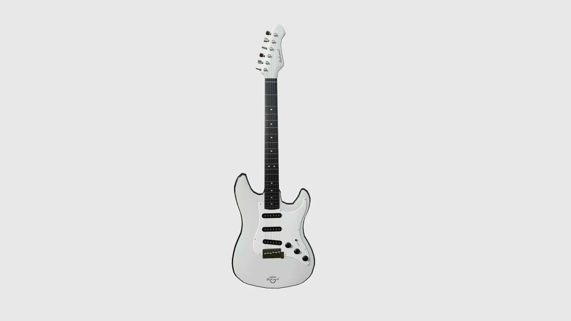 Electric Guitar 06 White Black - Music Instrument Design Low-poly 3D model_0