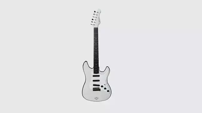 Electric Guitar 06 White Black - Music Instrument Design Low-poly 3D model