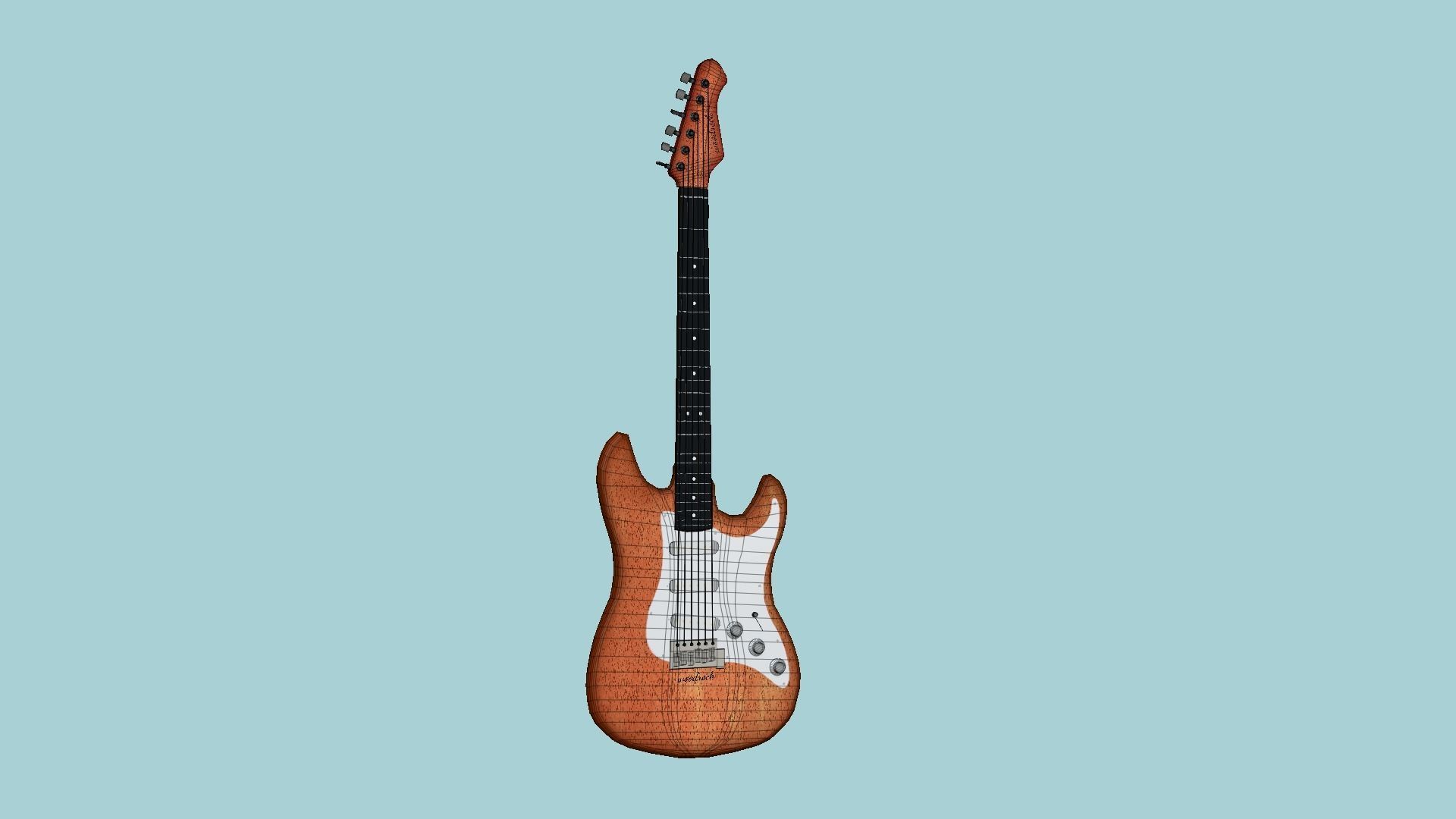 Electric Guitar 07 Light Wood - Music Instrument Design Low-poly 3D model_6