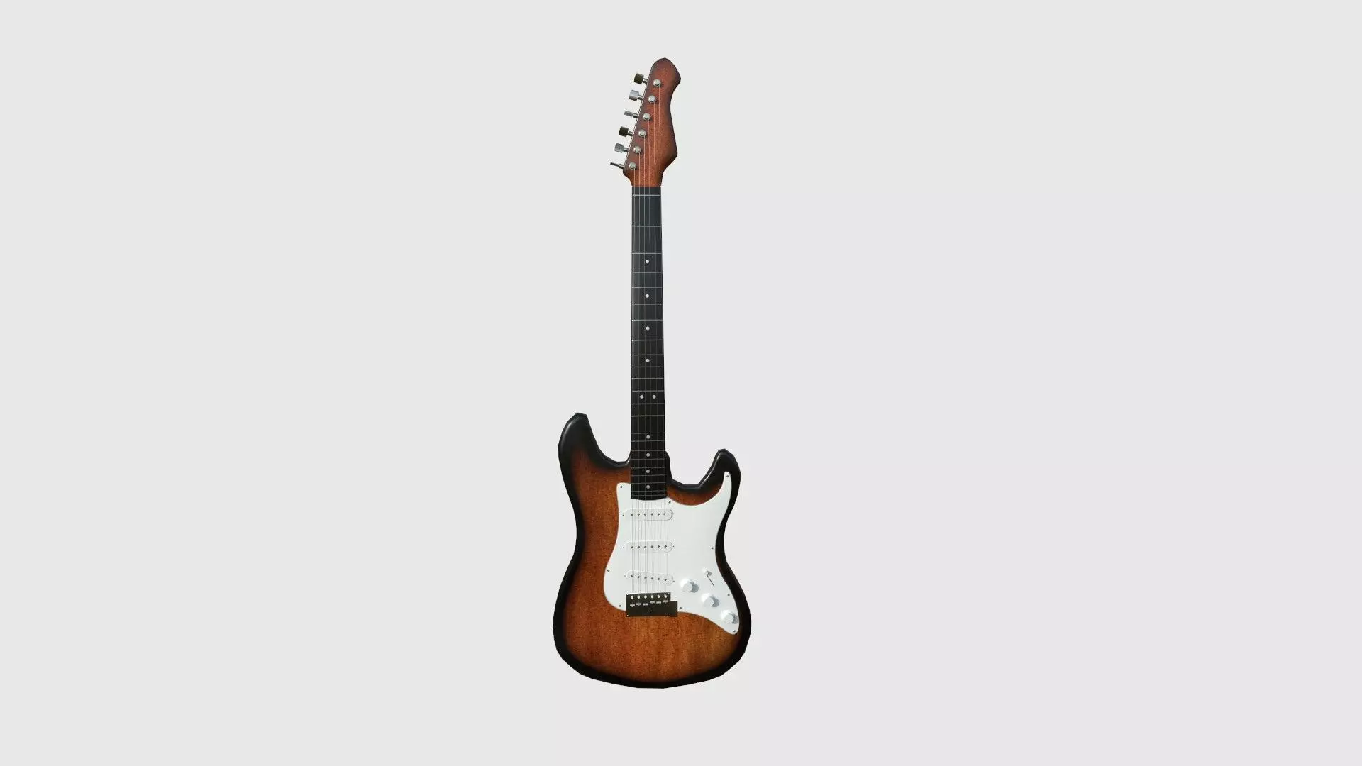 Electric Guitar 08 Dark Wood - Music Instrument Design Low-poly 3D model_0