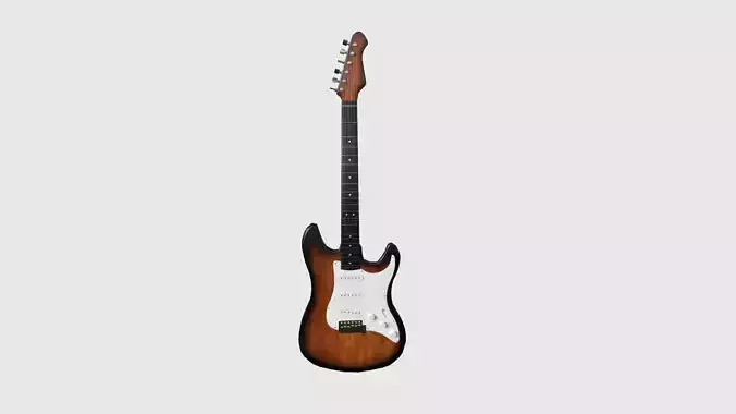Electric Guitar 08 Dark Wood - Music Instrument Design Low-poly 3D model