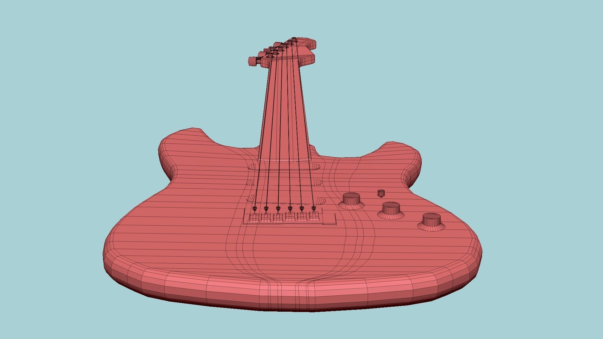 Electric Guitar 08 Dark Wood - Music Instrument Design Low-poly 3D model_13