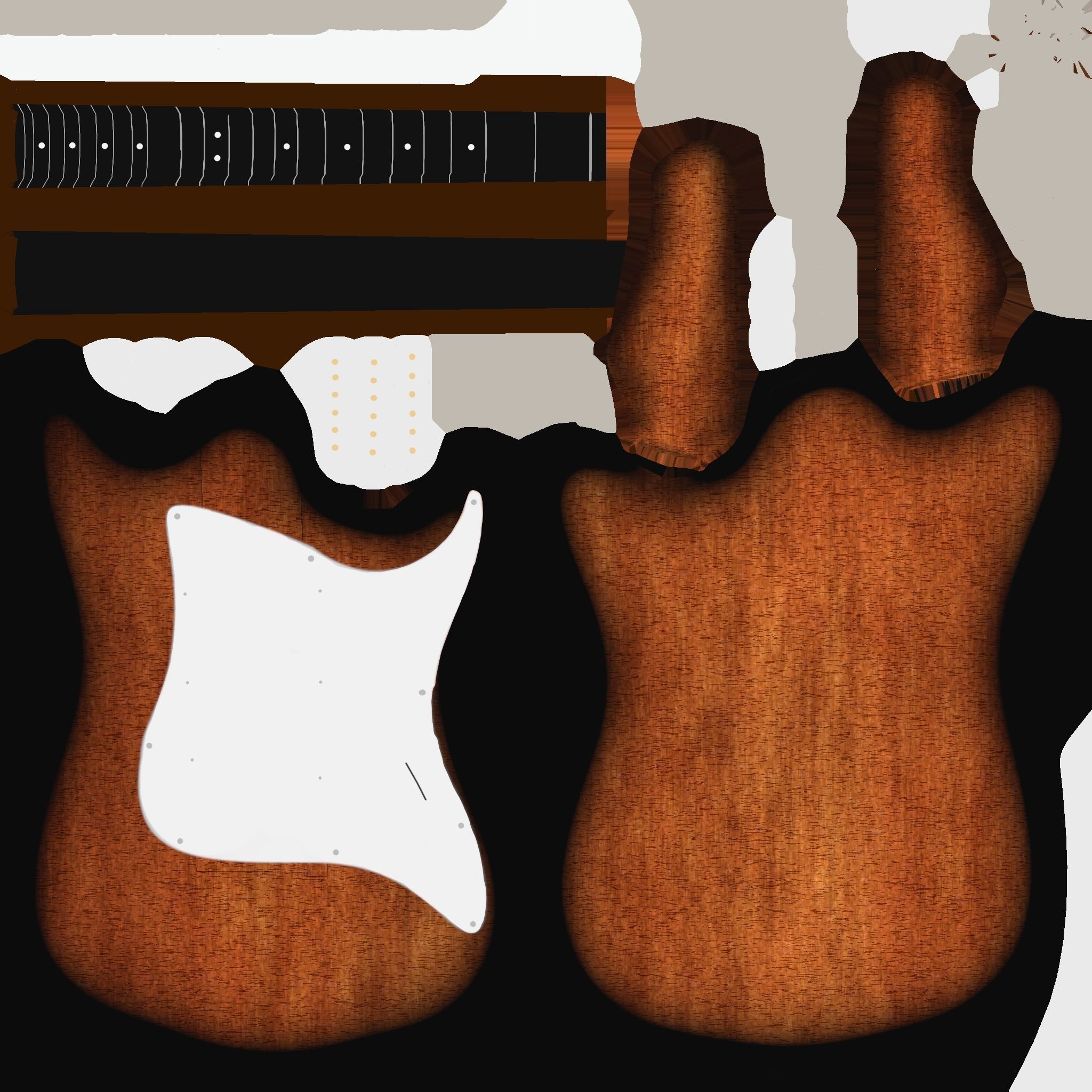 Electric Guitar 08 Dark Wood - Music Instrument Design Low-poly 3D model_15