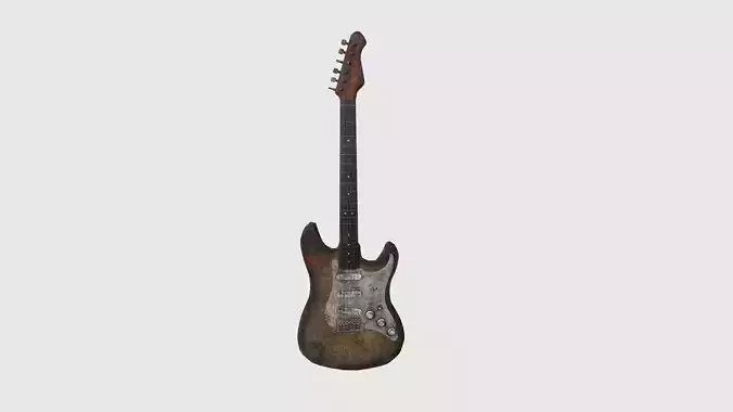 Electric Guitar 09 Destroyed - Music Instrument Design Low-poly 3D model