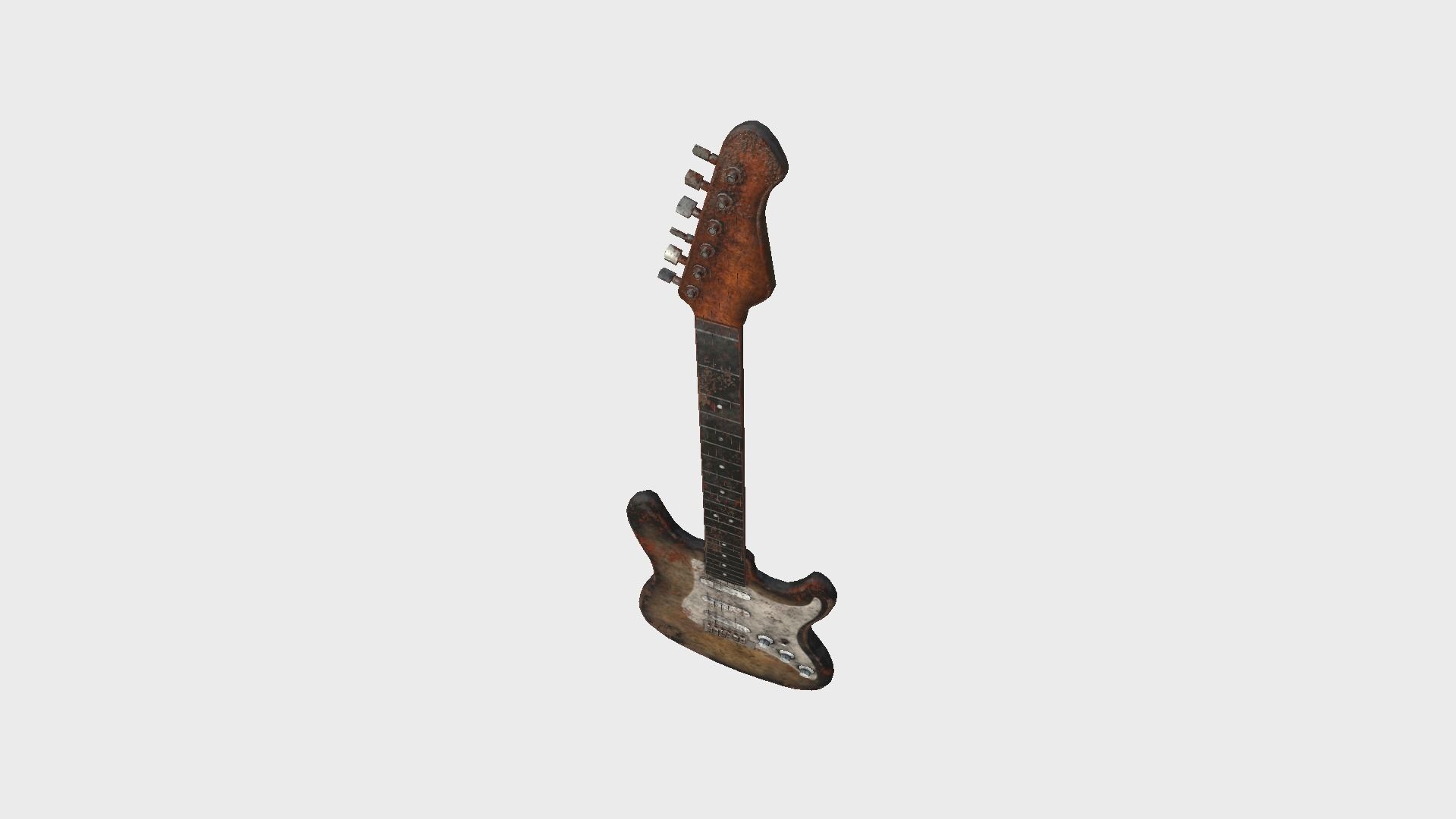 Electric Guitar 09 Destroyed - Music Instrument Design Low-poly 3D model_2