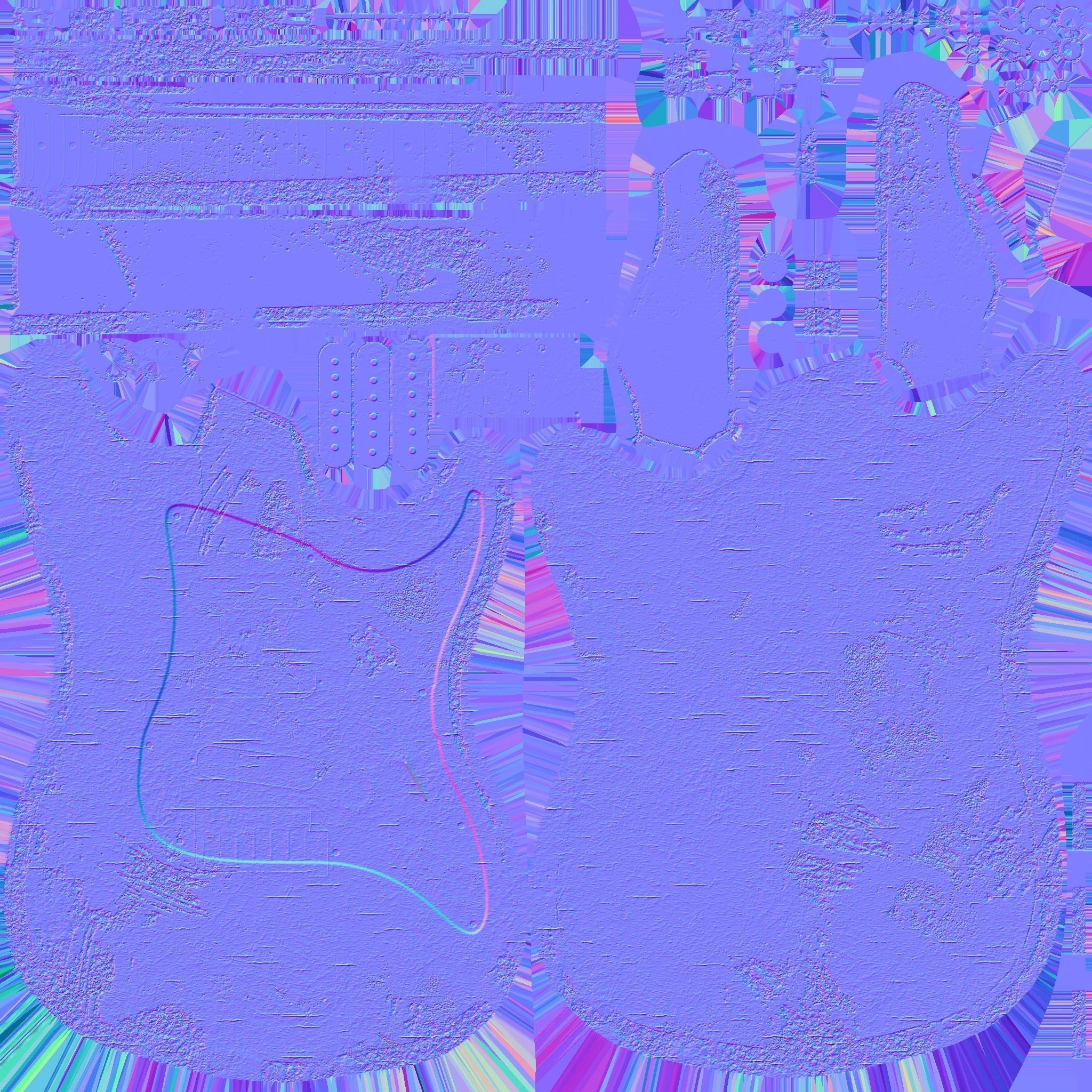 Electric Guitar 09 Destroyed - Music Instrument Design Low-poly 3D model_17