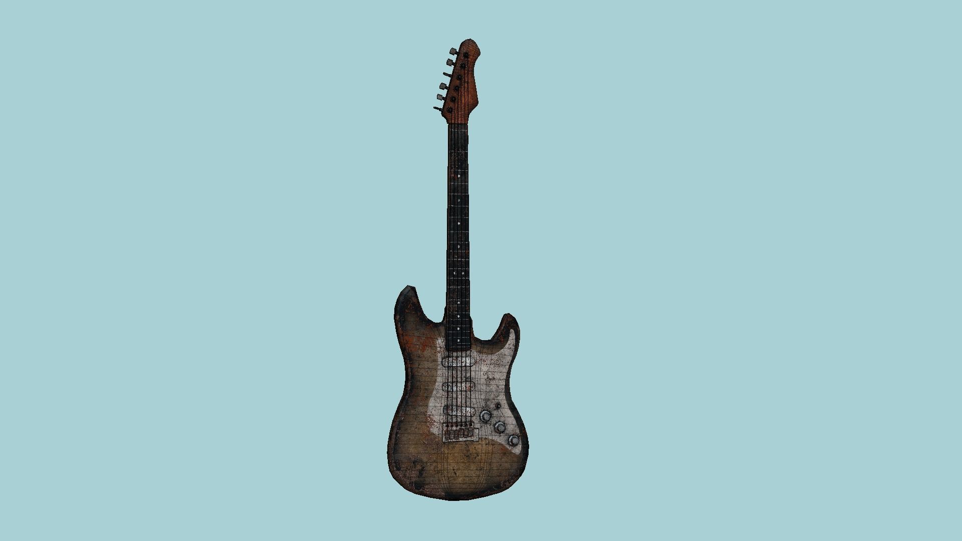 Electric Guitar 09 Destroyed - Music Instrument Design Low-poly 3D model_6