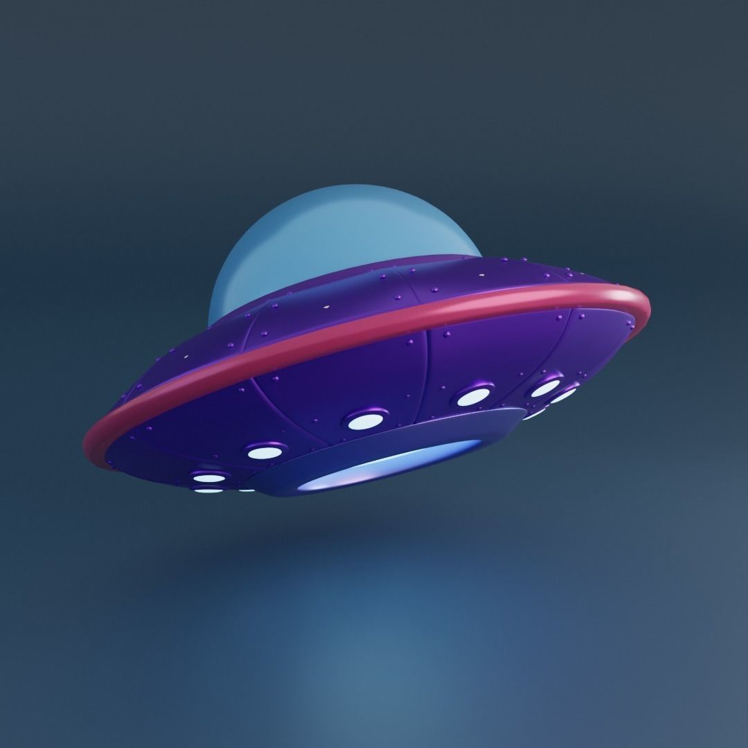 Cartoon UFO Low-poly 3D model_2