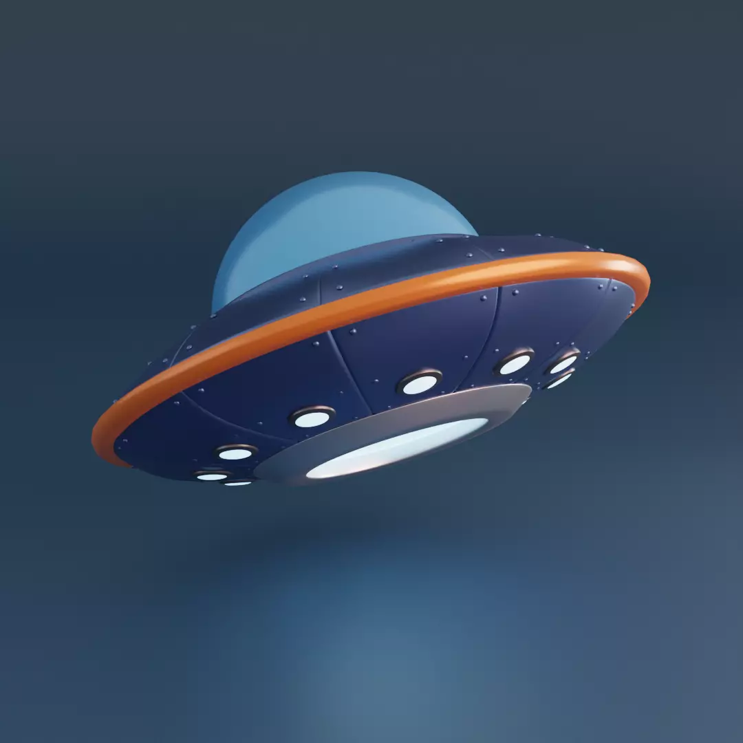 Cartoon UFO Low-poly 3D model_0