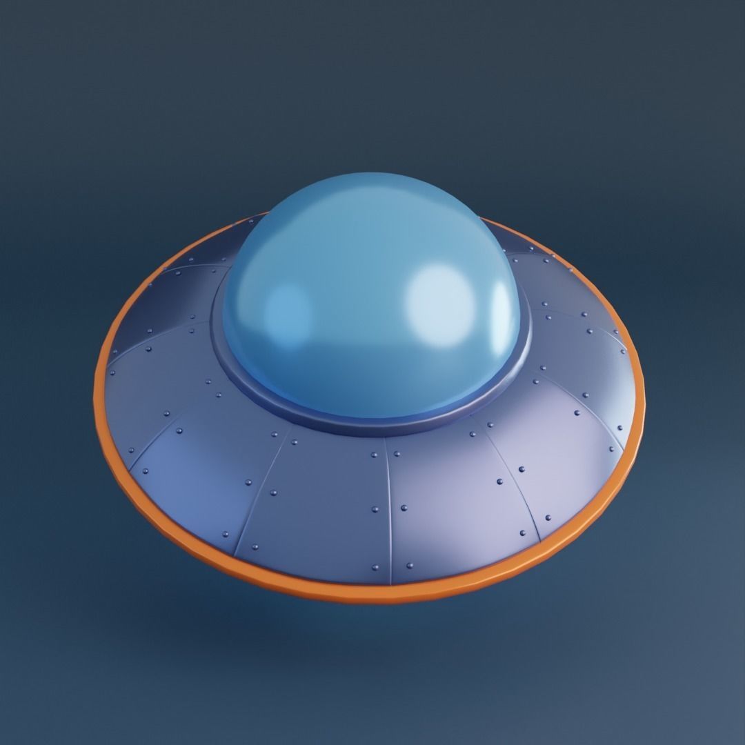 Cartoon UFO Low-poly 3D model_4