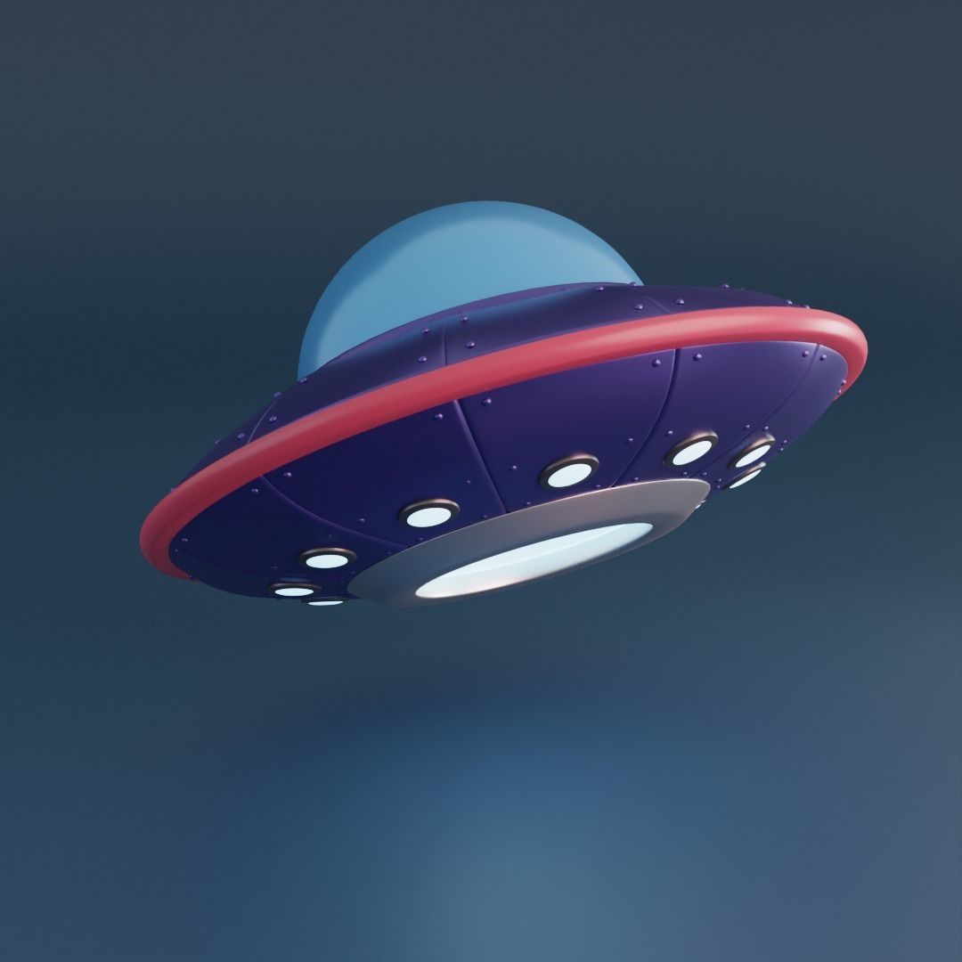 Cartoon UFO Low-poly 3D model_1