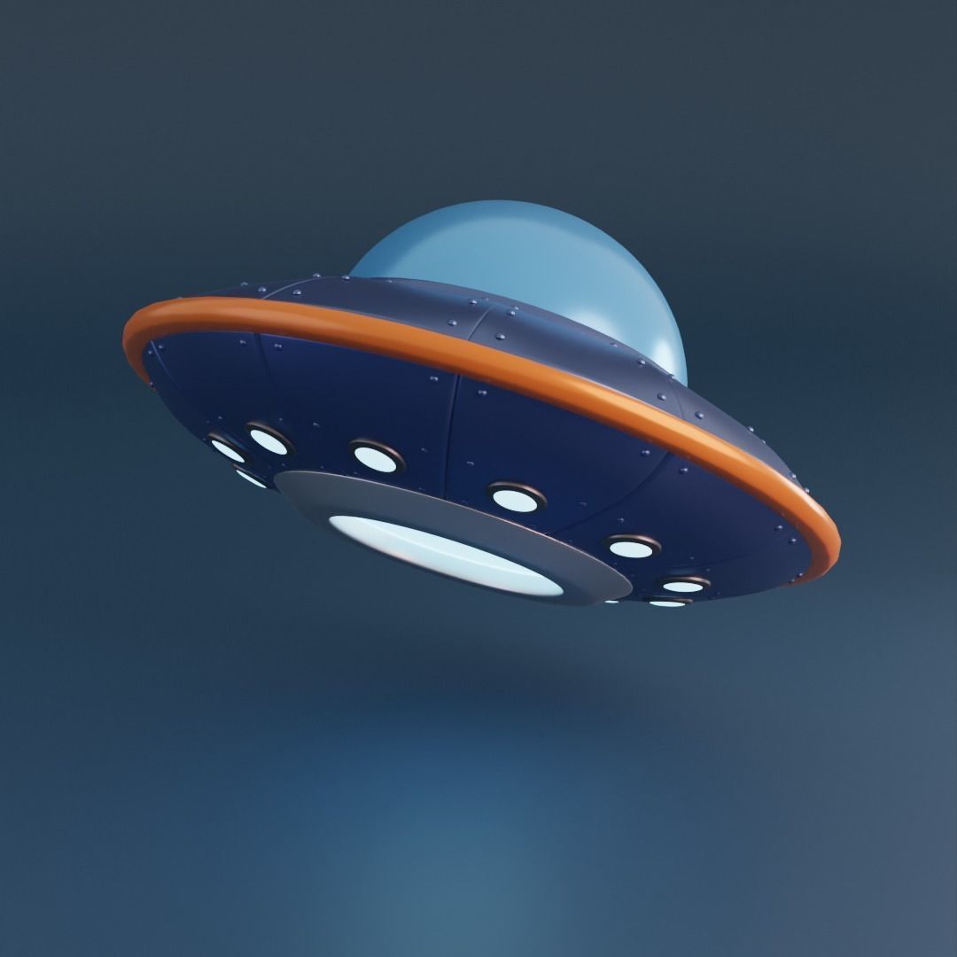 Cartoon UFO Low-poly 3D model_7