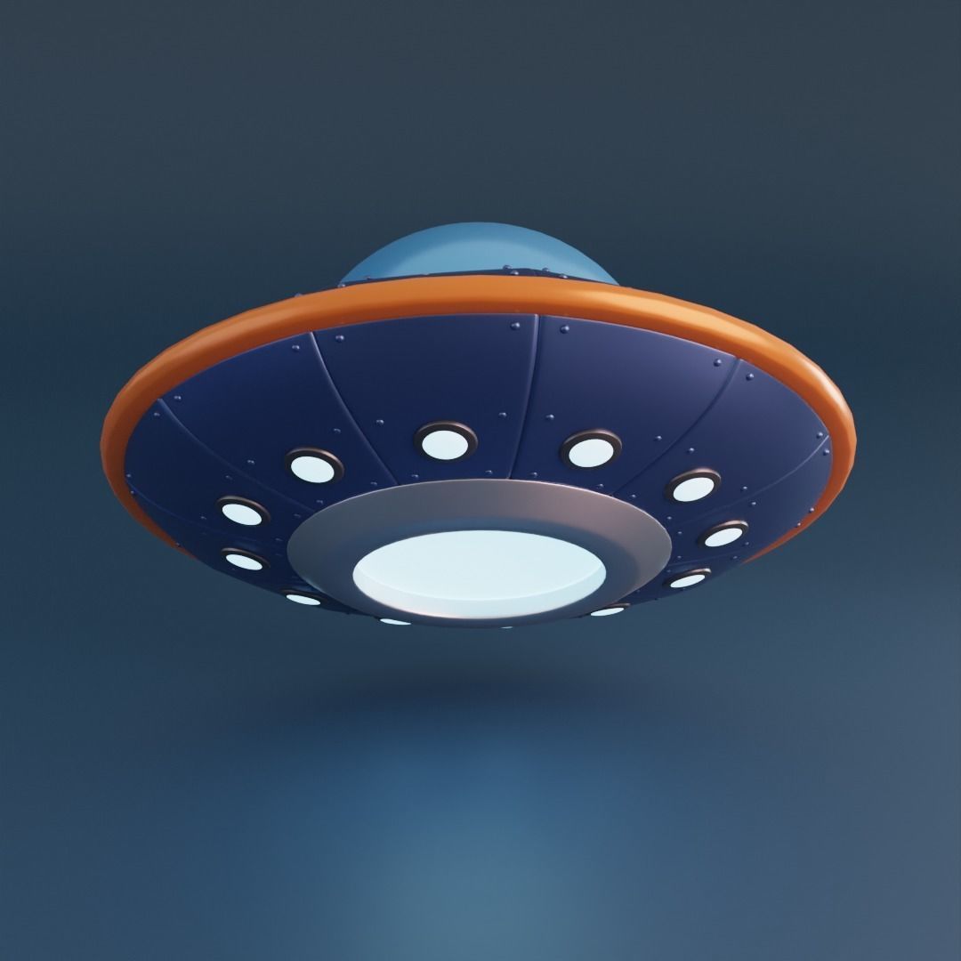 Cartoon UFO Low-poly 3D model_3