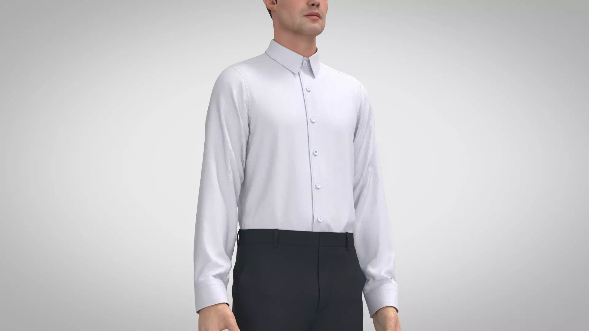 dress shirt 3d model Rolled-up Sleeves light blue shirt