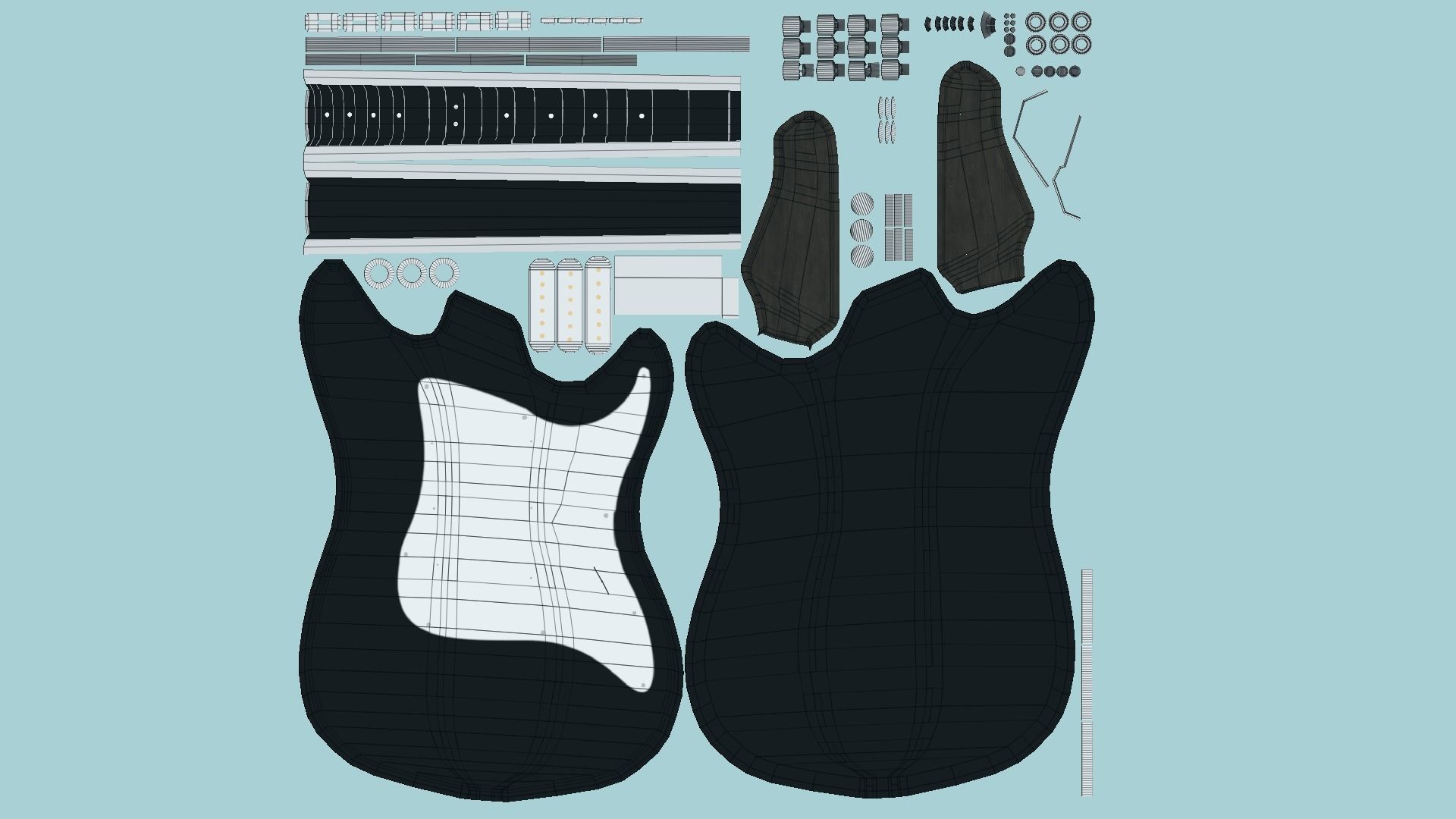 Electric Guitars 08 Colors - Music Instrument Design 3D Model Collection_57