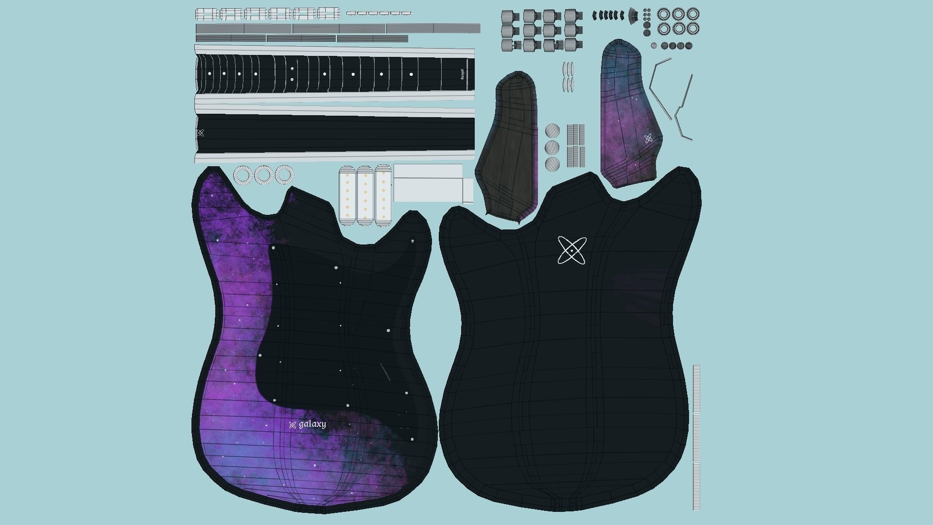 Electric Guitars 08 Colors - Music Instrument Design 3D Model Collection_59