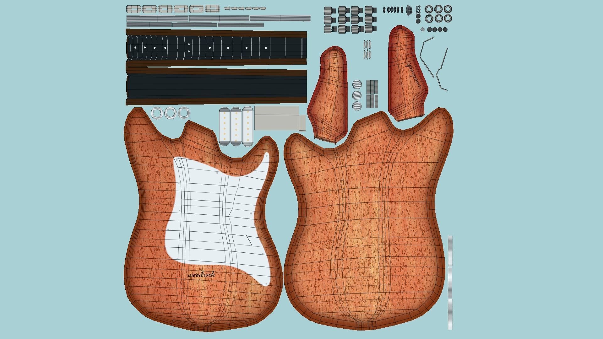 Electric Guitars 08 Colors - Music Instrument Design 3D Model Collection_60