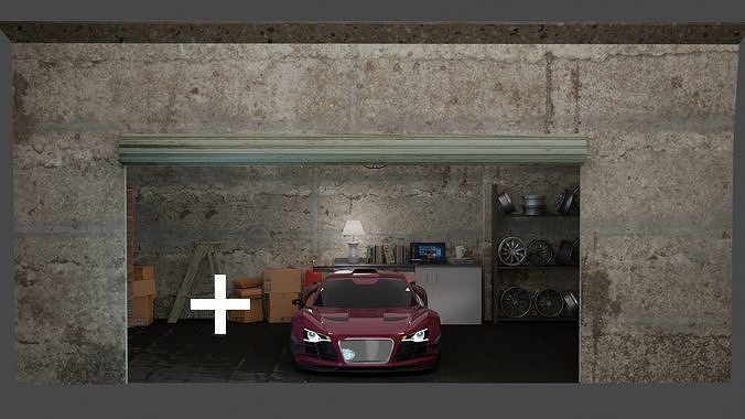 THE GARAGE AND CAR Free low-poly 3D model